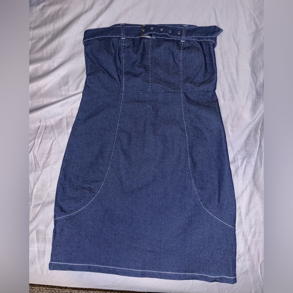 Women’s Strapless Dark Wash Denim Dress NWOT Size L